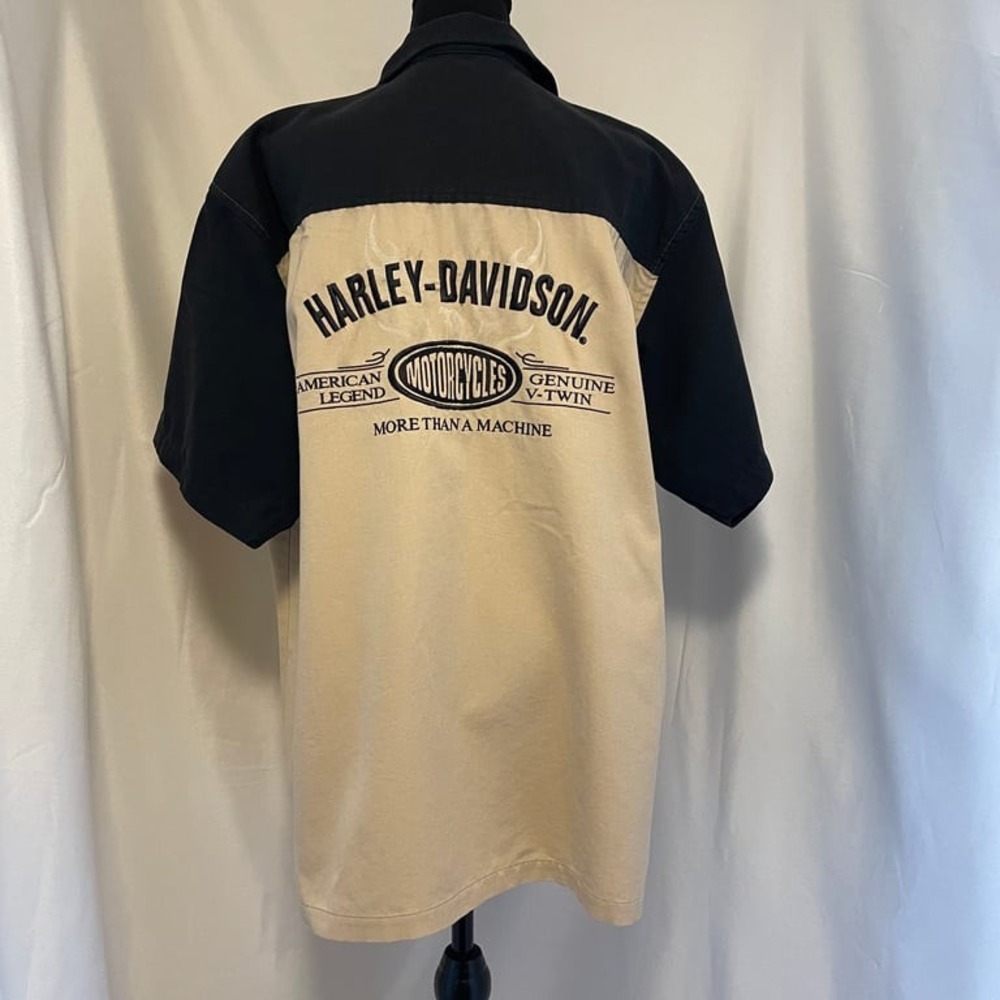 Harley-Davidson‎ Two-Tone Short Sleeve Button-Up Shirt SS Men's L - Picture 3 of 5